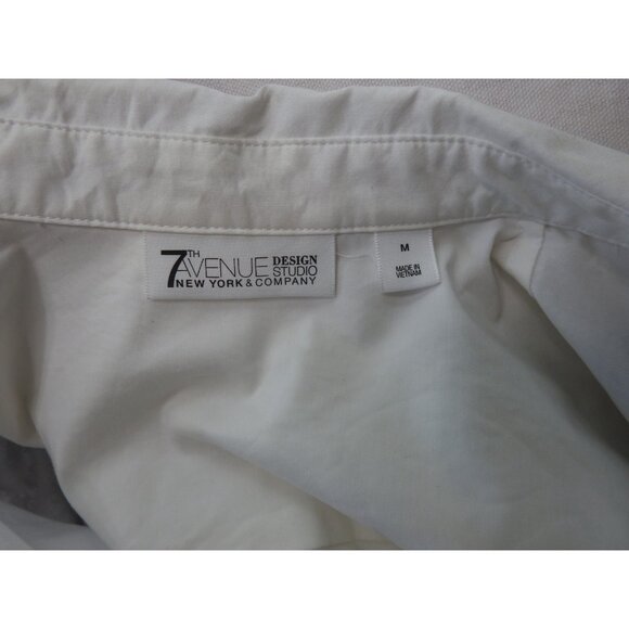 Women's 7th Avenue Design Studio LS White Button-up Shirt Black Lace Accent Sz M - Picture 4 of 7